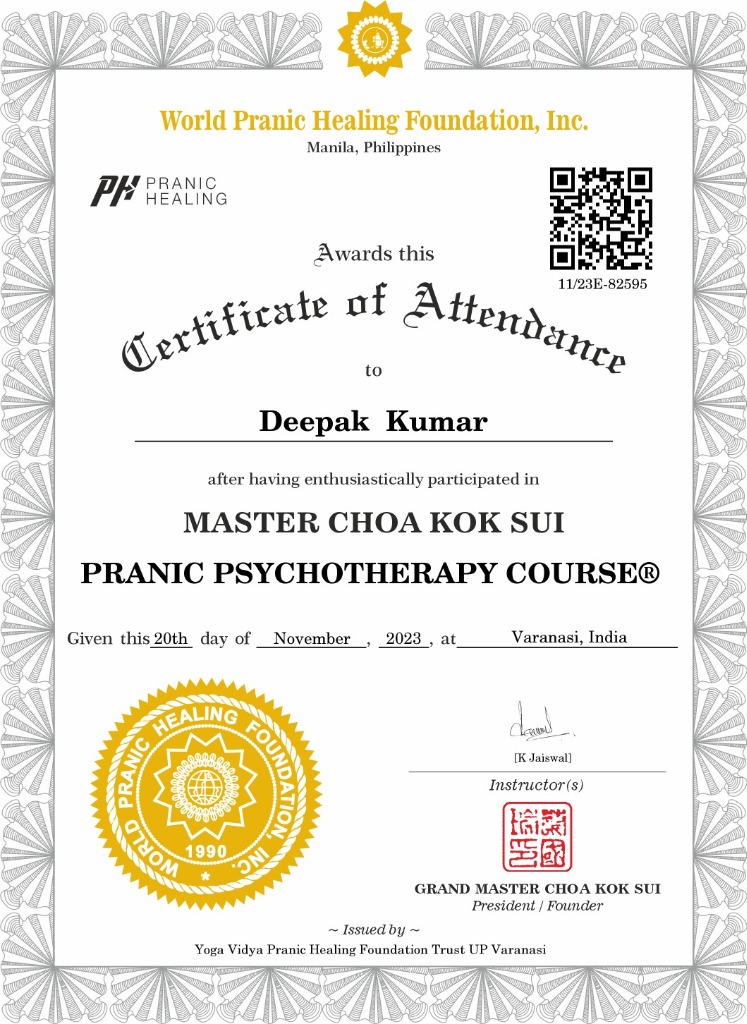 Pranic Psychotherapy Certificate